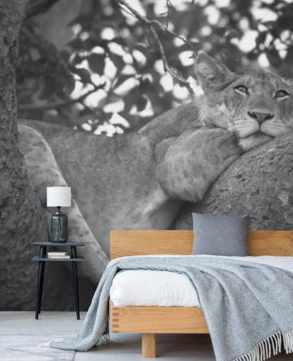 Lion hviler på en gren Mural