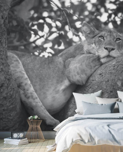 Lion Resting on a Branch Mural