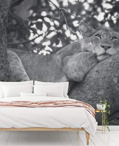 Lion Resting on a Branch Mural
