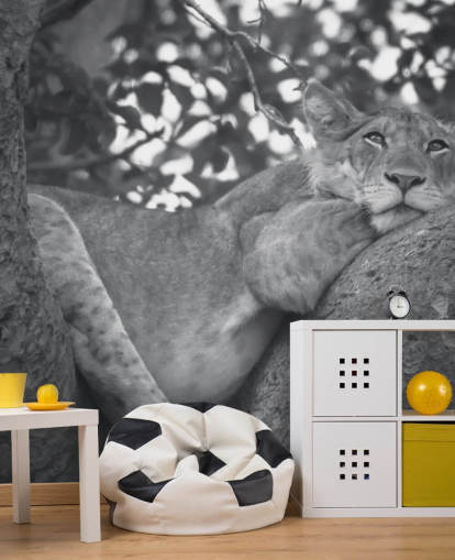 Lion Resting on a Branch Mural