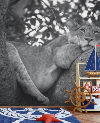 Lion Resting on a Branch Mural