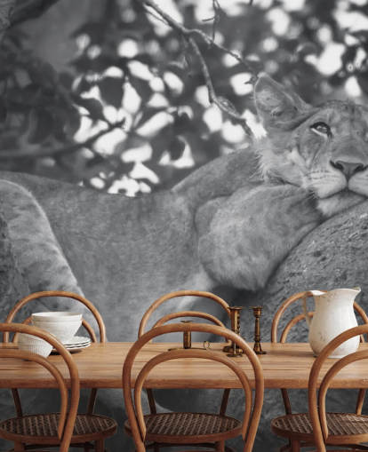 Lion Resting on a Branch Mural