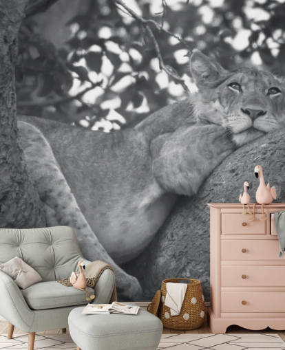Lion Resting on a Branch Mural Lion Resting on a Branch Mural