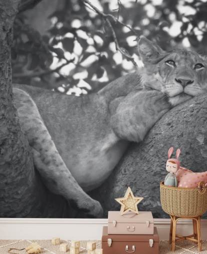 Lion Resting on a Branch Mural