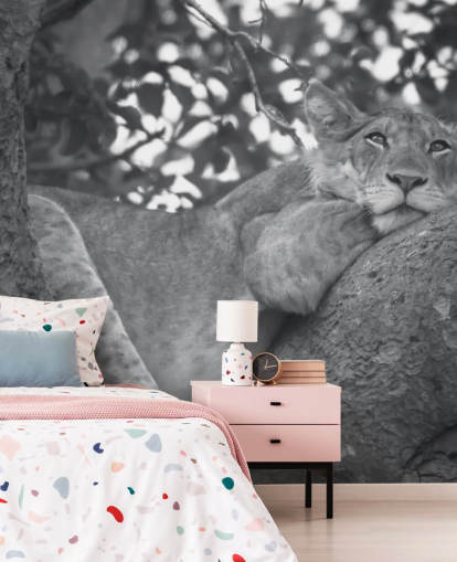 Lion Resting on a Branch Mural