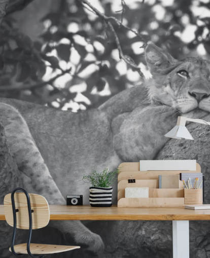 Lion Resting on a Branch Mural