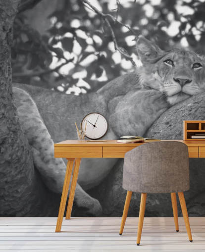 Lion Resting on a Branch Mural