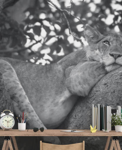 Lion Resting on a Branch Mural Lion Resting on a Branch Mural