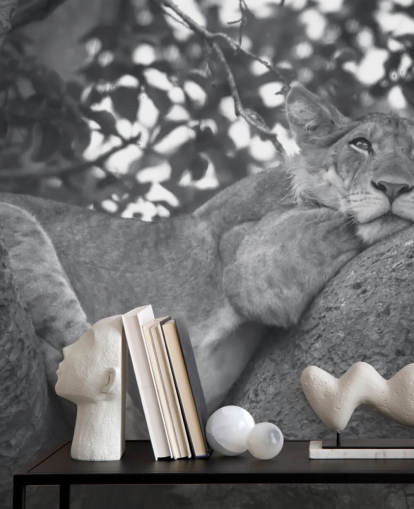 Lion Resting on a Branch Mural