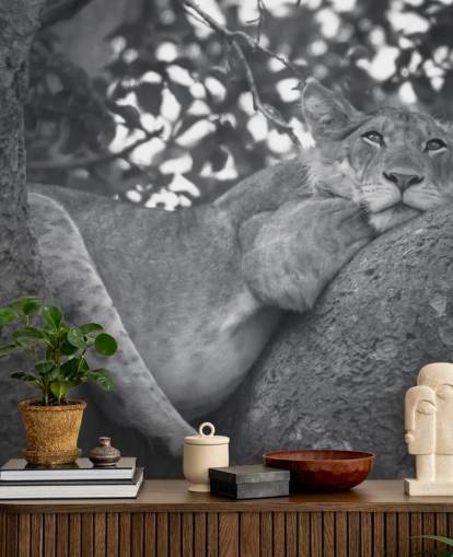Lion Resting on a Branch Mural
