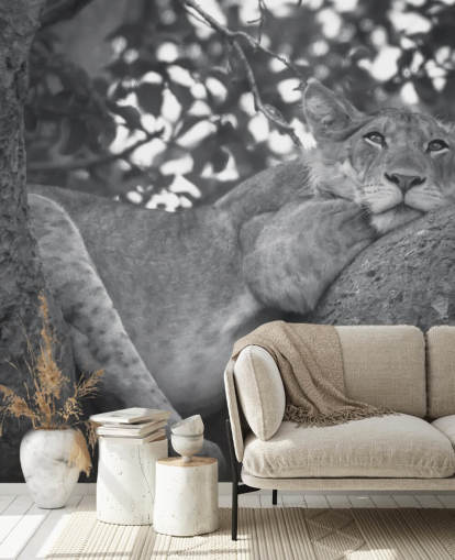 Lion Resting on a Branch Mural