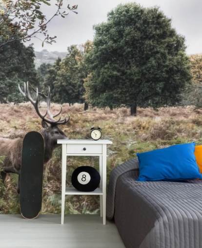 Eenzaam hert in Nationaal Park Behang