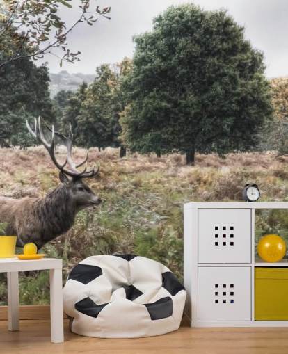 Eenzaam hert in Nationaal Park Behang