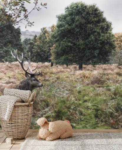 Carta da parati con cervo solitario nel parco nazionale