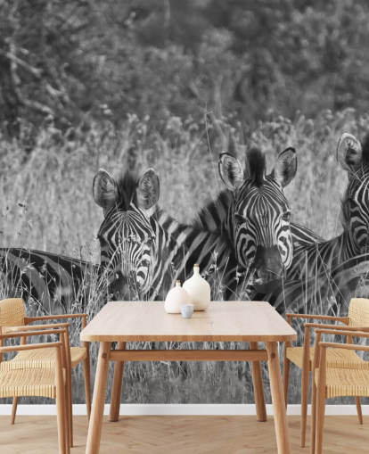 Decorazione murale con zebre rannicchiate