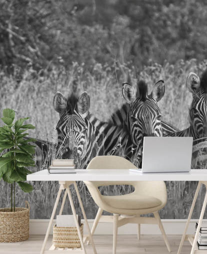 Zebras Huddled Together Wall Mural