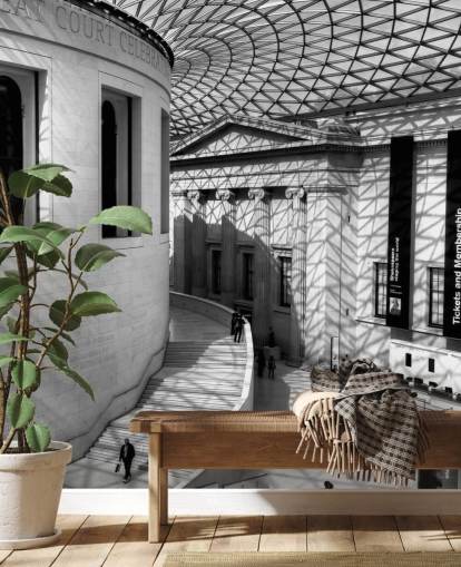 british museum black and white photo wallpaper