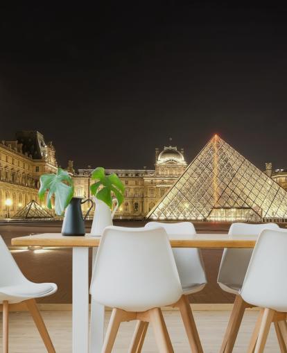 Louvre om natten vægmaleri Louvre om natten vægmaleri
