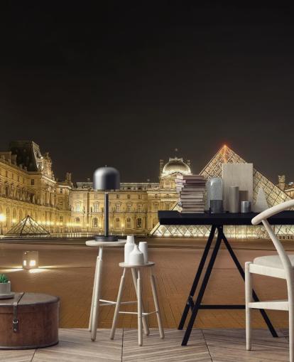 The Louvre at Night Mural