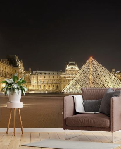 Mural Museo del Louvre en la noche