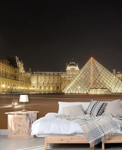 O Louvre à noite Mural