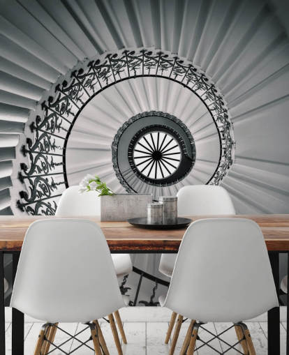 fondo de pantalla de escalera curva en blanco y negro fondo de pantalla de escalera curva en blanco y negro