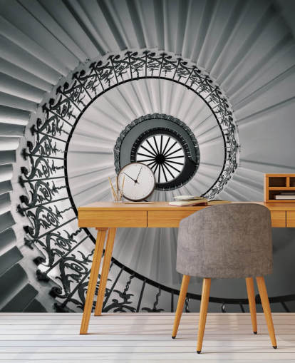The Tulip Staircase, Greenwich Black and White Wallpaper