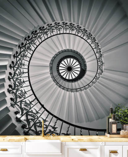 The Tulip Staircase, Greenwich Black and White Wallpaper