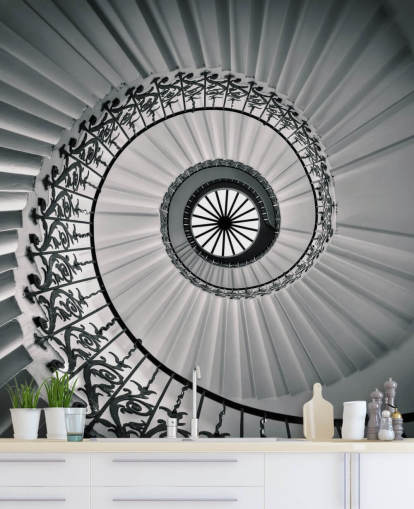 The Tulip Staircase, Greenwich Black and White Wallpaper
