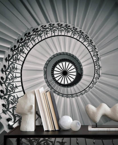 The Tulip Staircase, Greenwich Black and White Wallpaper