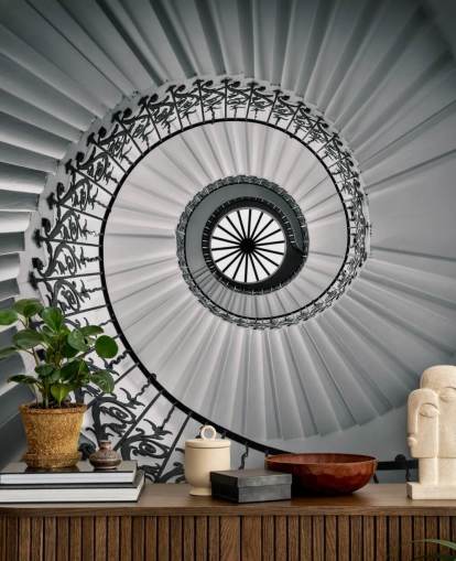 The Tulip Staircase, Greenwich Black and White Wallpaper