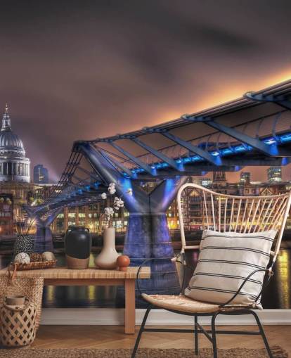 st pauls bro om natten i london tapet st pauls bro om natten i london tapet