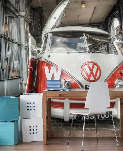 Rød VW Caravan Baggrund Rød VW Caravan Baggrund