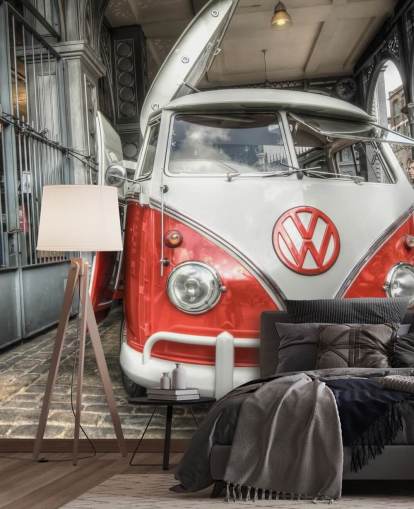 Rood VW Caravan behang Rood VW Caravan behang
