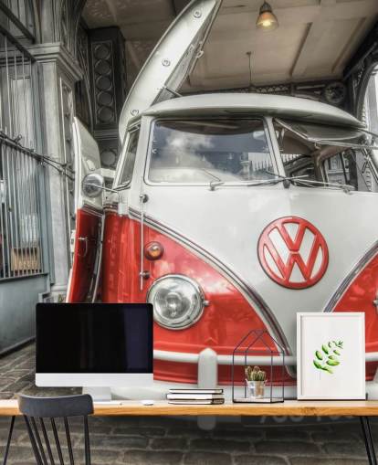 Papel pintado VW Caravan rojo