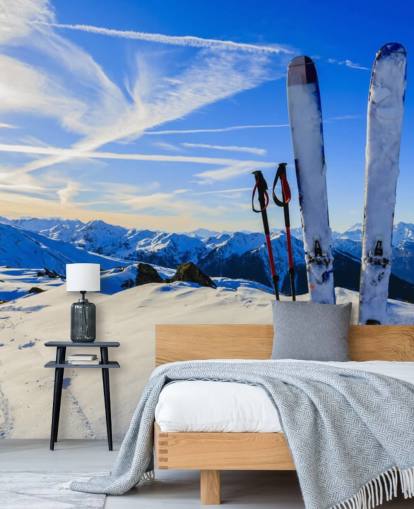 Skies and Skiing Poles in Snow Wallpaper Skies and Skiing Poles in Snow Wallpaper
