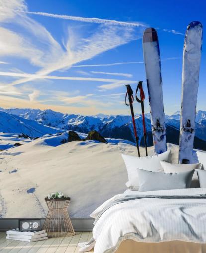 Fondo de pantalla Cielos y bastones de esquí en nieve
