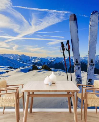 Fondo de pantalla Cielos y bastones de esquí en nieve Fondo de pantalla Cielos y bastones de esquí en nieve