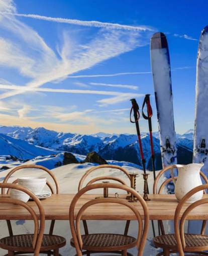 Fondo de pantalla Cielos y bastones de esquí en nieve Fondo de pantalla Cielos y bastones de esquí en nieve