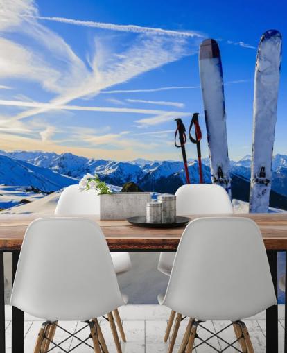 Fondo de pantalla Cielos y bastones de esquí en nieve