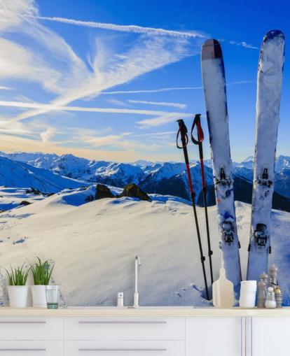 Fondo de pantalla Cielos y bastones de esquí en nieve Fondo de pantalla Cielos y bastones de esquí en nieve