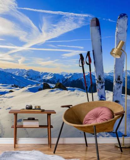 Fondo de pantalla Cielos y bastones de esquí en nieve