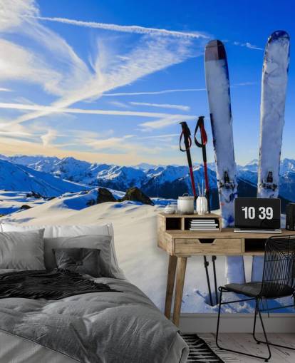 Fond d'écran Ciels et bâtons de ski dans la neige