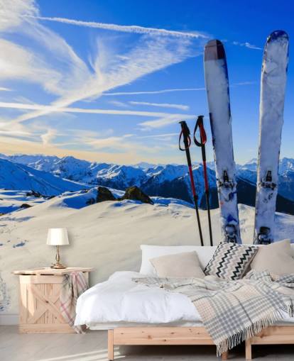 Fondo de pantalla Cielos y bastones de esquí en nieve Fondo de pantalla Cielos y bastones de esquí en nieve