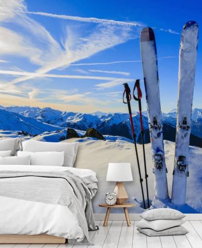 Fondo de pantalla Cielos y bastones de esquí en nieve