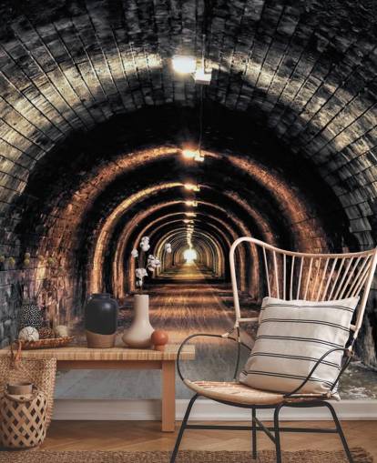 mörk anpassad tunnel tapetväggmålning som heter Ljus i slutet av tunneln 