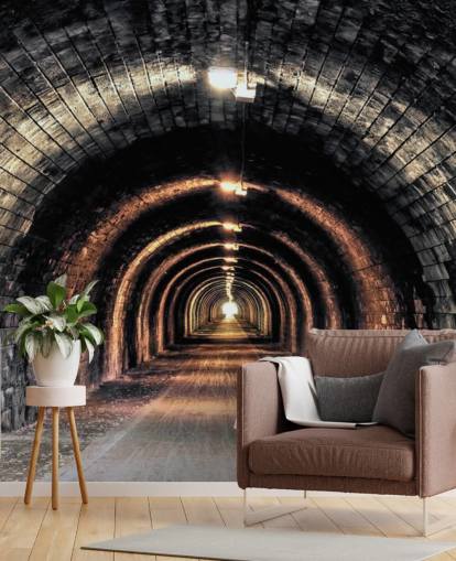 carta da parati murale con tunnel personalizzato scuro chiamato Light at the End of the Tunnel carta da parati murale con tunnel personalizzato scuro chiamato Light at the End of the Tunnel