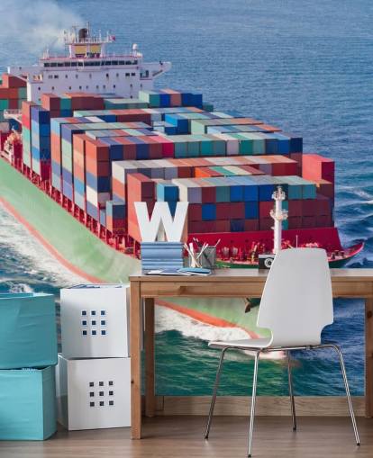 Papel de parede de navio cheio de contêineres