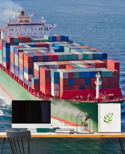 Papel de parede de navio cheio de contêineres