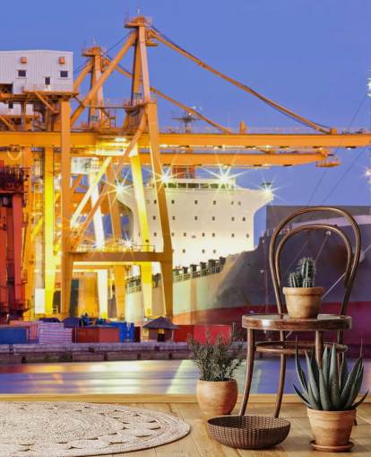 Ship and Crane Wallpaper